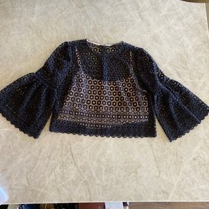J Crew black islet blouse.